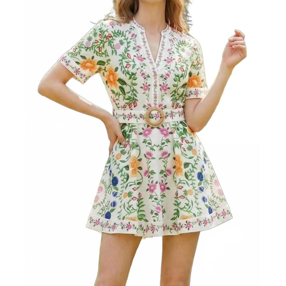 NEW TAELYNN bailey mini dress in green multi